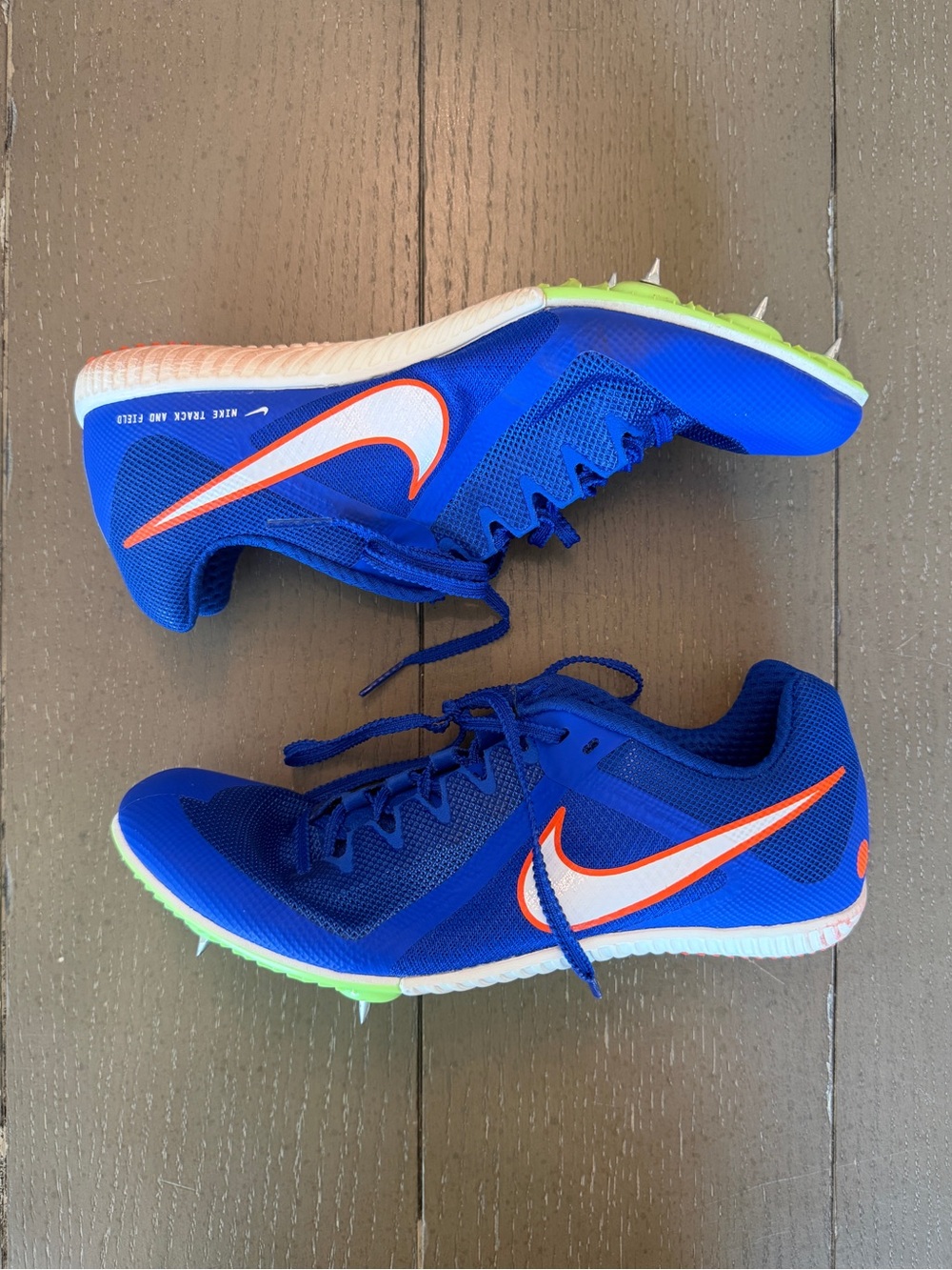 Nike Boys Blue Zoom Rival Track & Field Running Spikes Cleats Size 7 Boys Youth